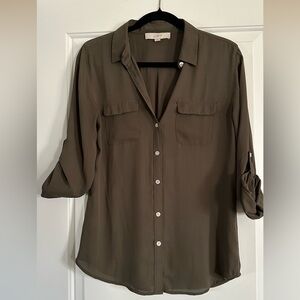 LOFT Olive Green Button-Down Shirt